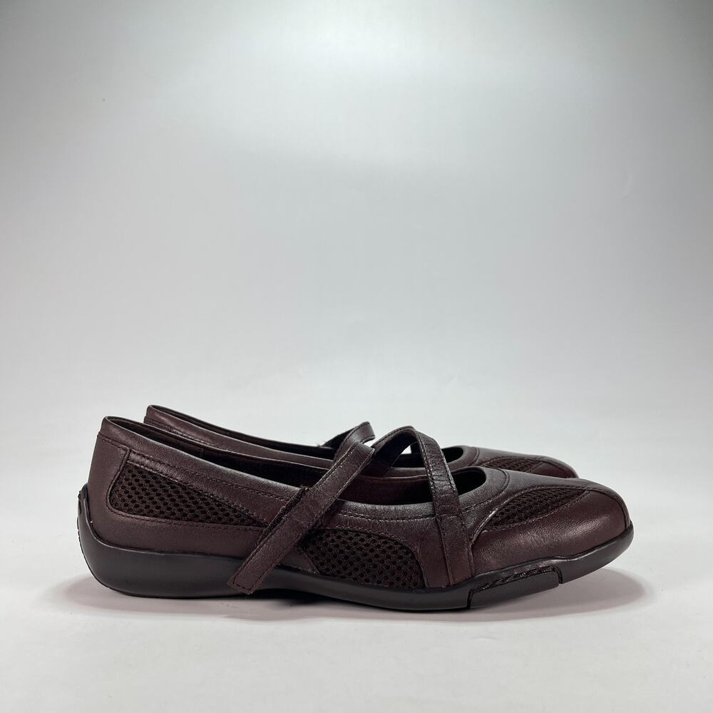 High Sierra Brown Comfort Shoes Pebble Leather Mary Jane Flats Women's Size 9
